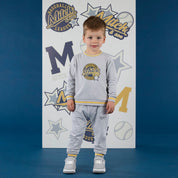 MITCH & SON - Navy League King Baseball Crewneck Tracksuit - Grey Mist