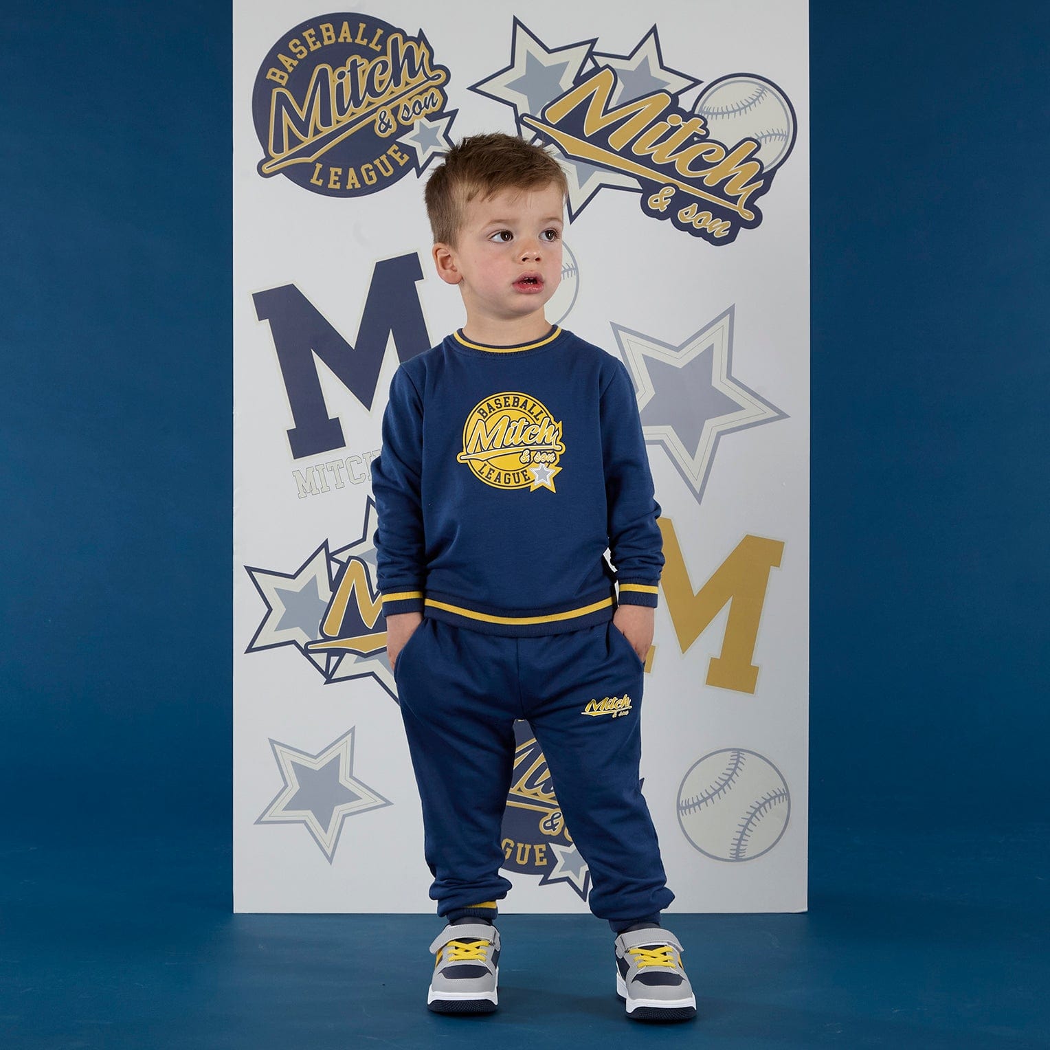 MITCH & SON - Navy League King Baseball Crewneck Tracksuit - Heritage Navy
