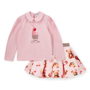A DEE - Teddy Bear Bakery Mabel Bear Print Skirt Set - Pink Fairy