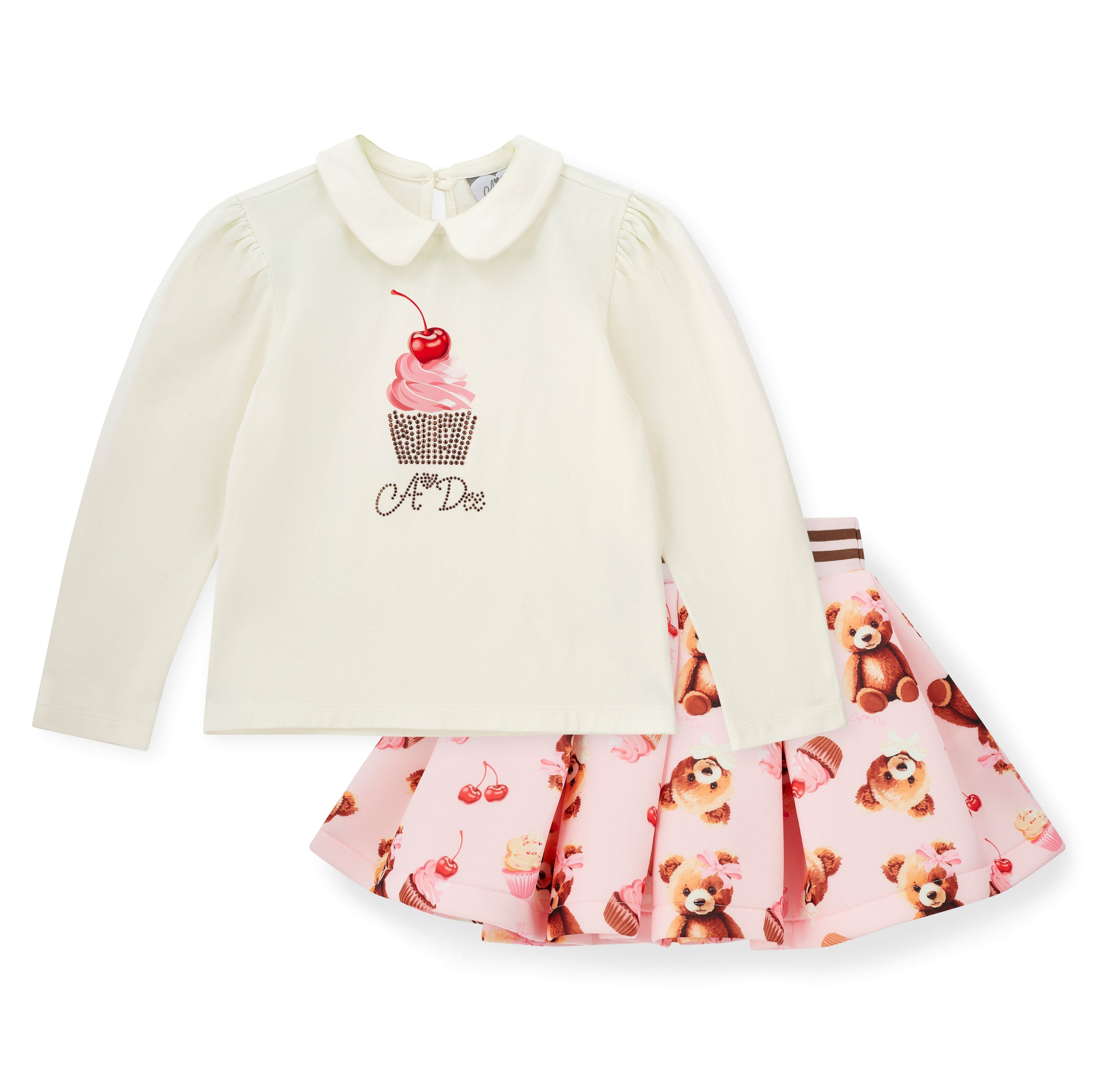 A DEE - Teddy Bear Bakery Mabel Bear Print Skirt Set - Snow White