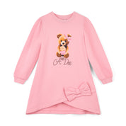 A DEE - Teddy Bear Bakery Michelle Sweat Dress With Bow - Rose Pink
