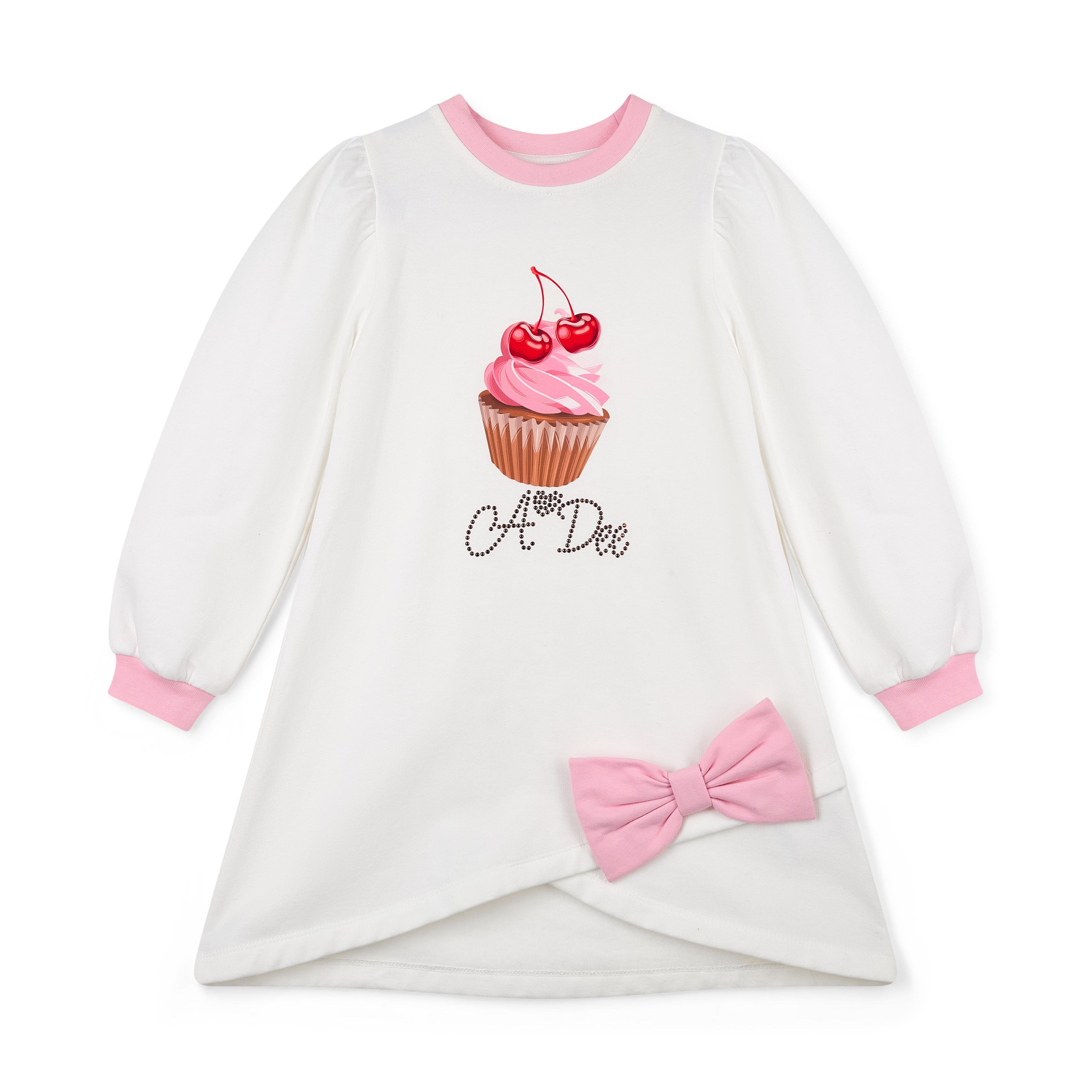 A DEE - Teddy Bear Bakery Michelle Sweat Dress With Bow - Snow White