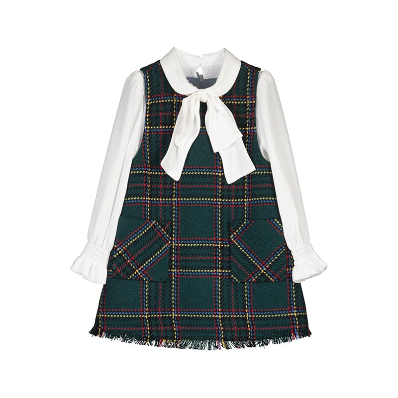 ABEL & LULA - Plaid Pinafore - Bottle Green