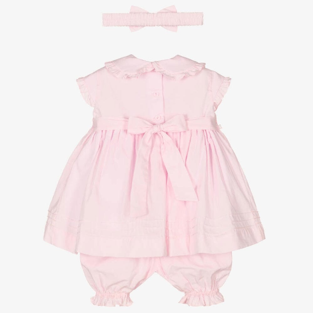 PRETTY ORIGINALS - Smocked Dress Set & Hairband  - Pink