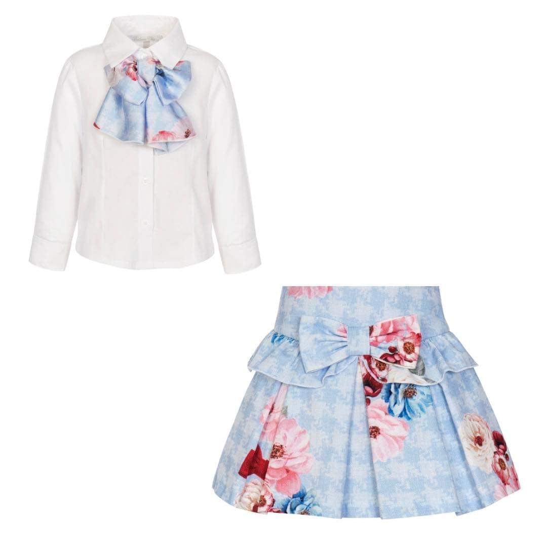 BALLOON CHIC - Dog Tooth Rose Skirt Set - Blue