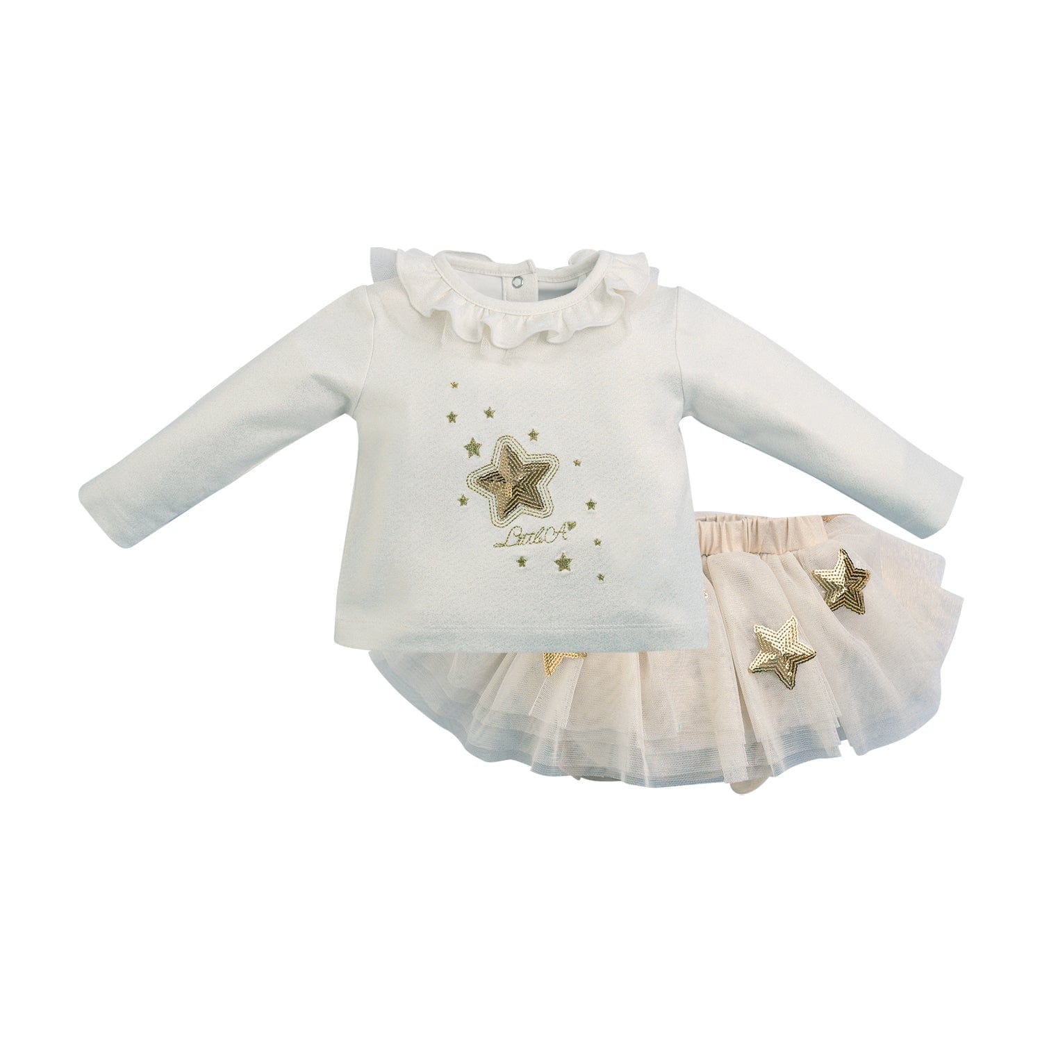 LITTLE A - As Good As Gold Farah Tulle Skirt Set - White