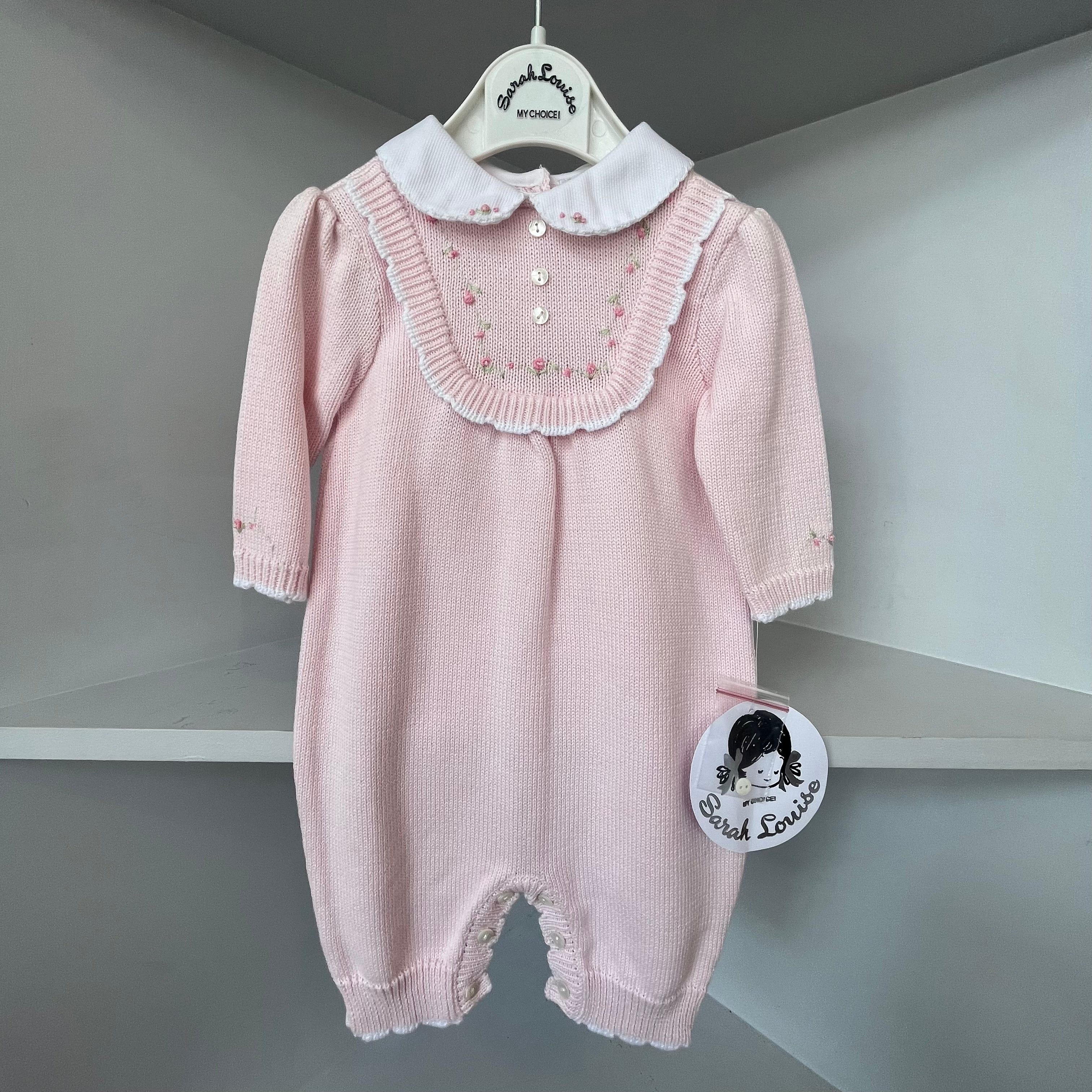 SARAH LOUISE- Knitted Cotton Romper- PINK