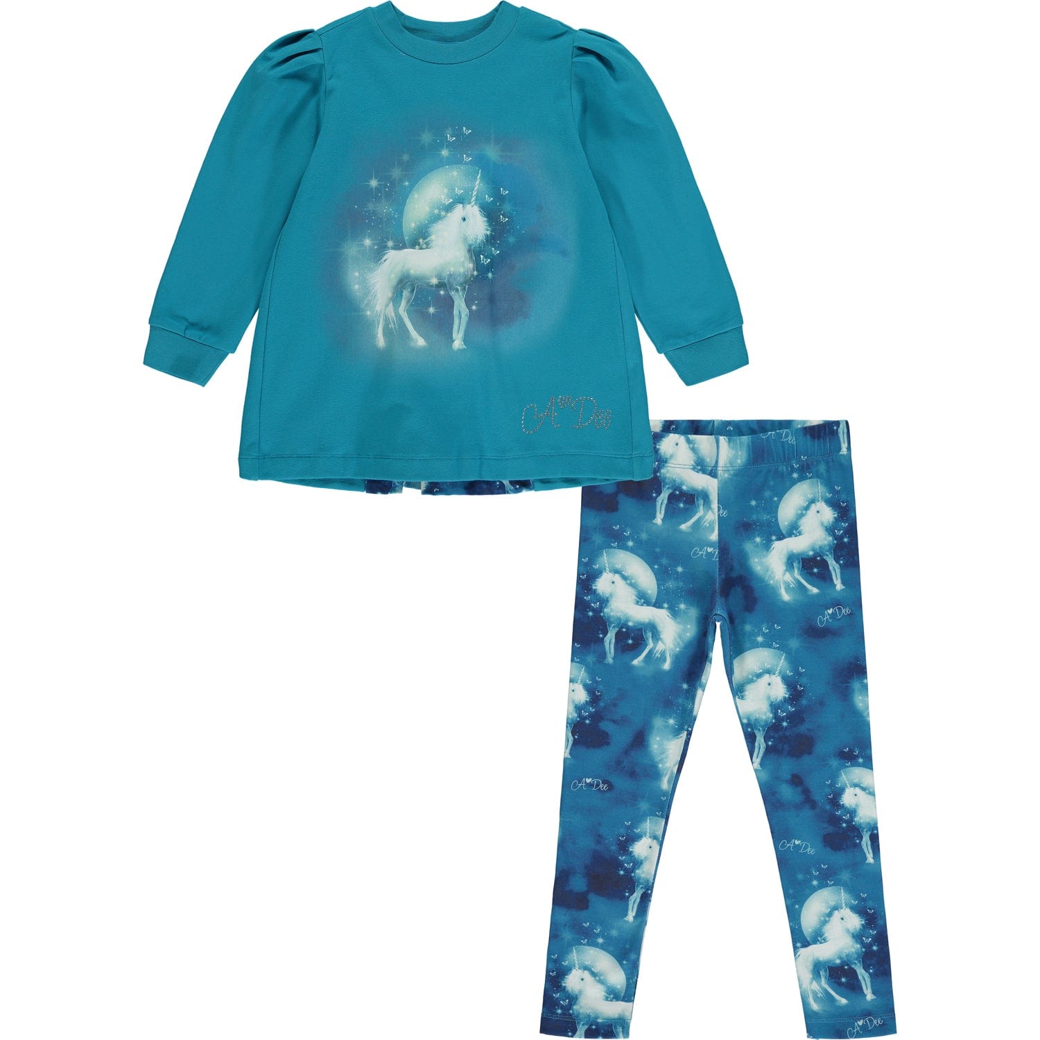A DEE - Mr Unicorn Darcy Jersey Bow Legging Set - Teal