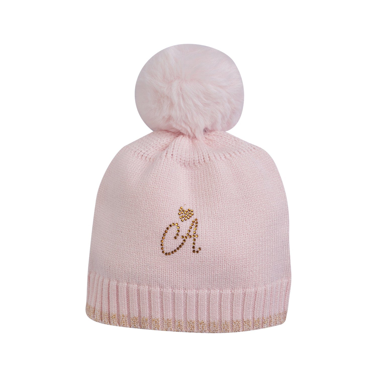 LITTLE A - Check Me Out Emberley KnittedPom Pom Hat - Pink