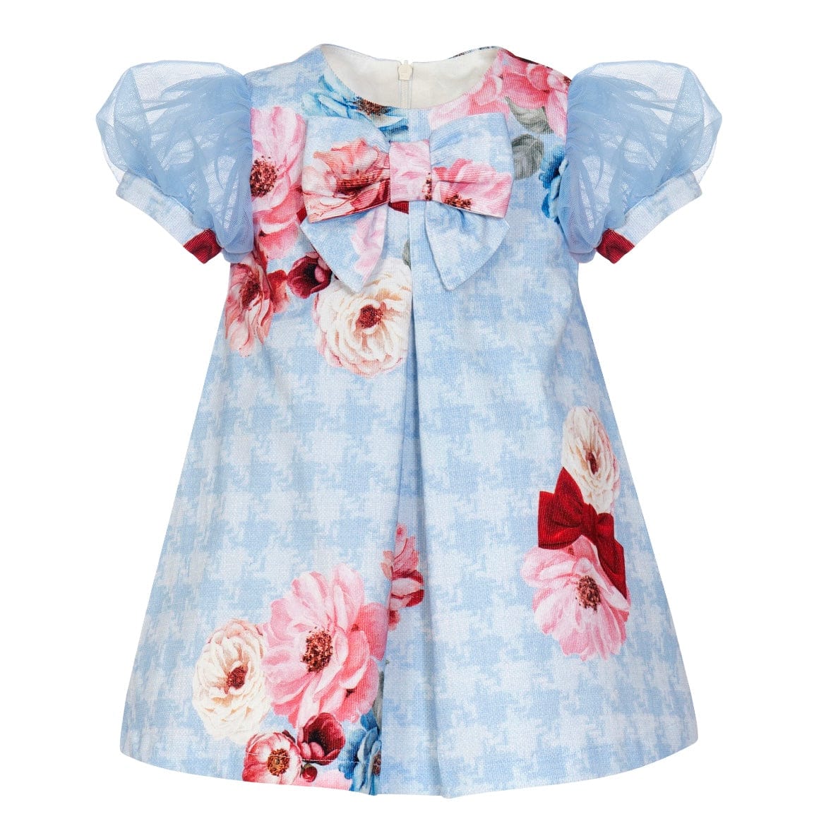 BALLOON CHIC - Dog Tooth Rose Dress - Blue