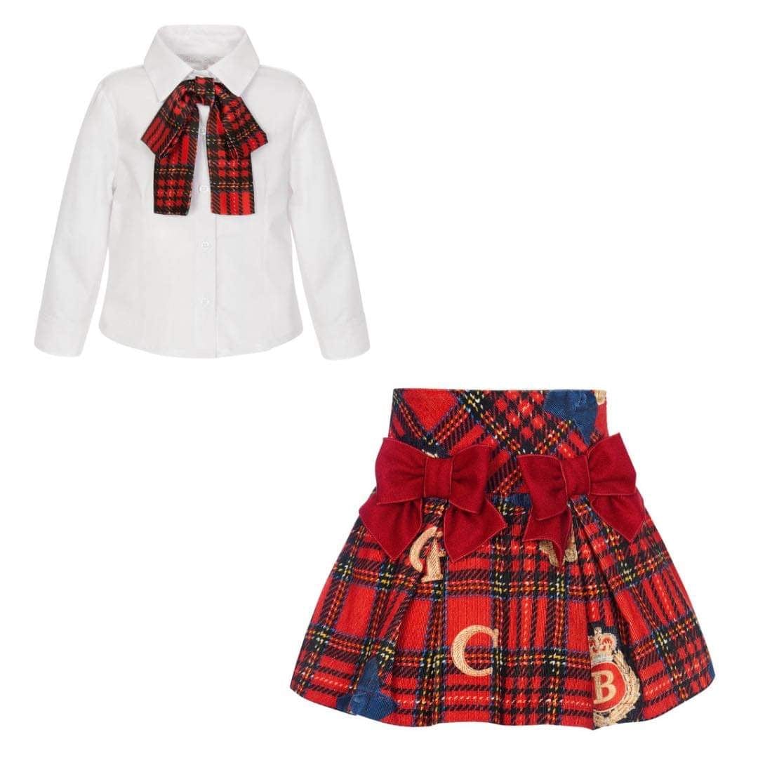 BALLOON CHIC - Tartan  Skirt Set - Red