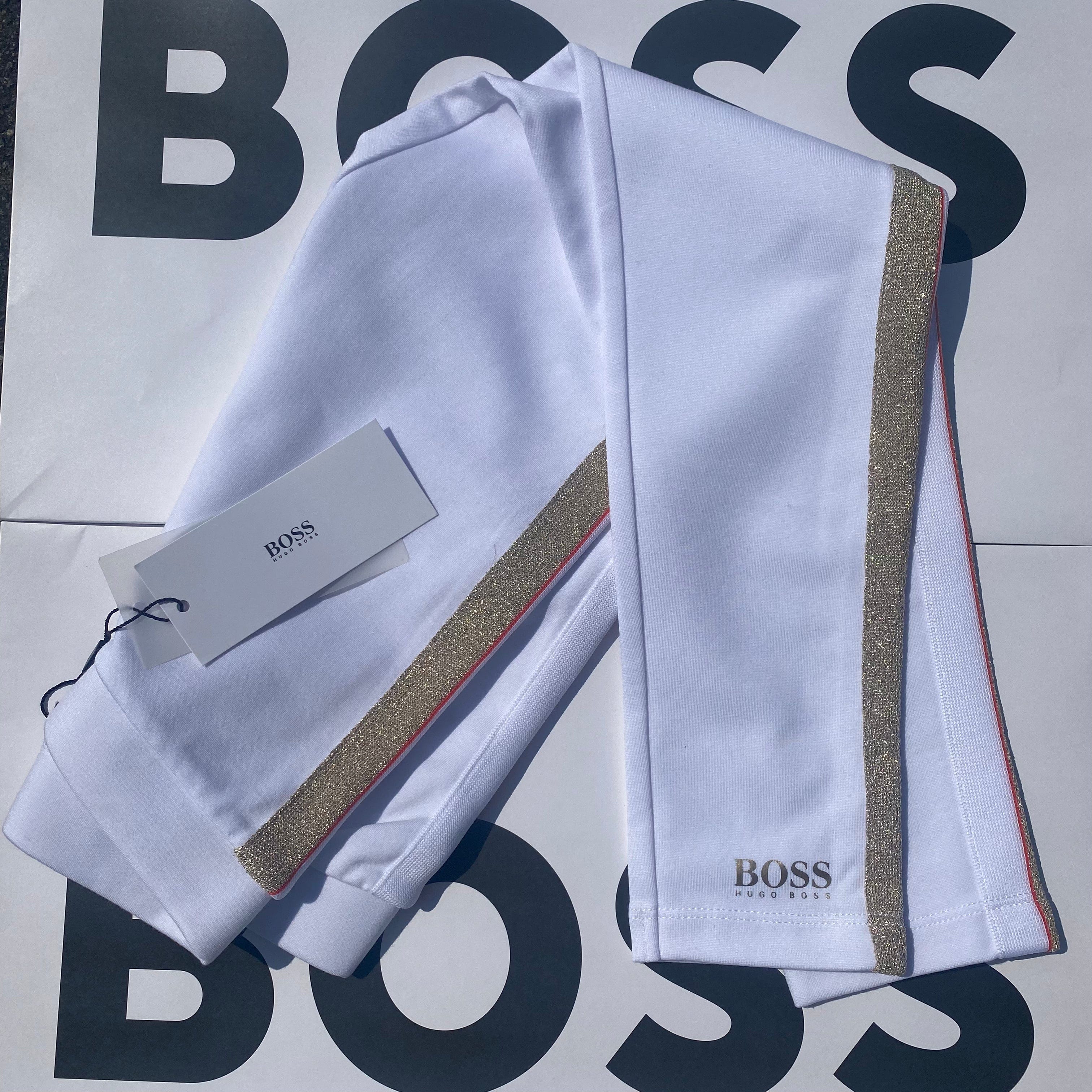HUGO BOSS - Gold Stripe Leggings - White