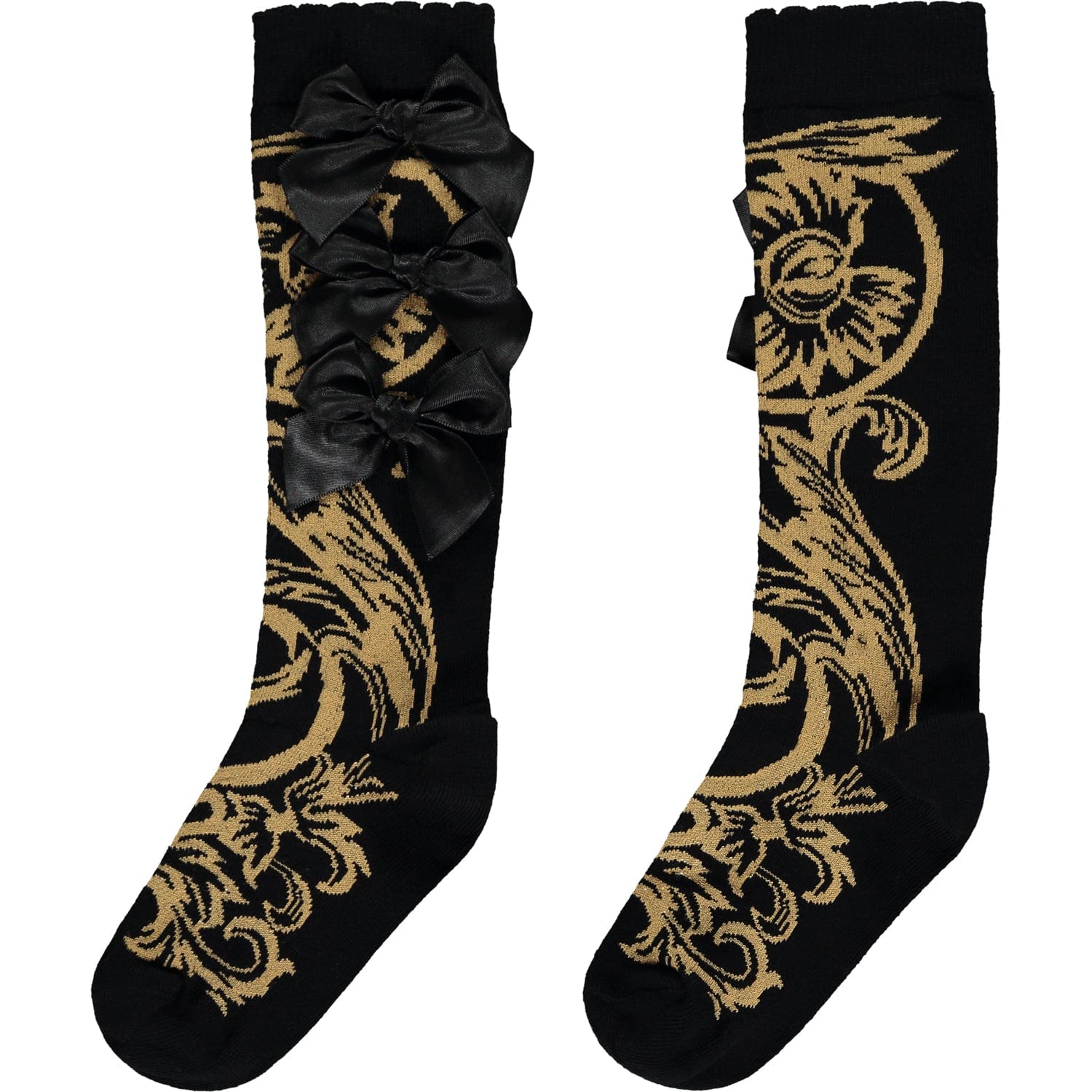 A DEE - Baroque Love Bianca Baroque Knee High Socks - Black