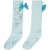 A DEE - Mr Unicorn Dawn Diamanté Logo Knee High Socks - Aqua