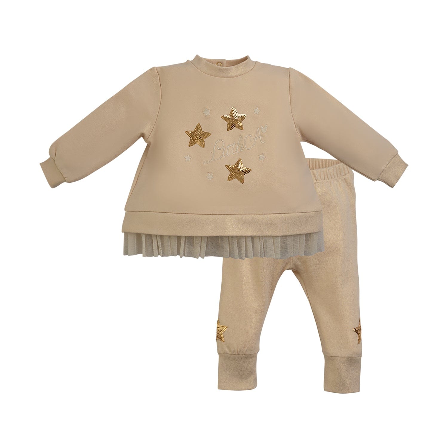 LITTLE A - As Good As Gold Florence Lurex Star Legging Set- Gold