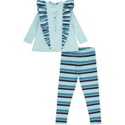 A DEE - Mr Unicorn Daniella Frill Stripe Legging Set - Aqua