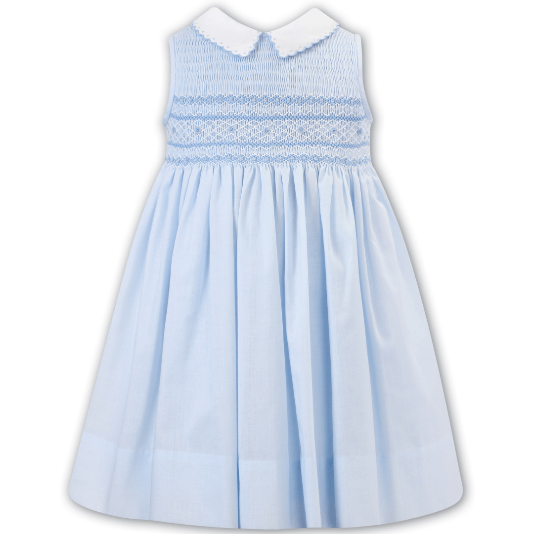 SARAH LOUISE -  Smocked Peter Pan Collar With Pink Flower Detail Dress - Pink main image 1