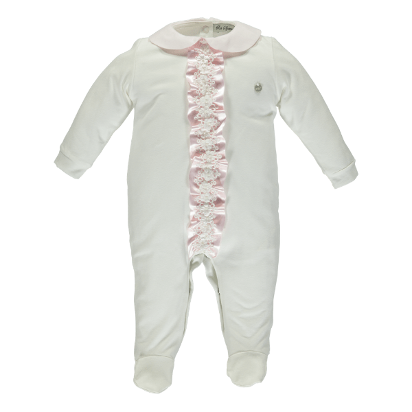 Piccola Speranza - Frill Detail Babygrow - White/Pink