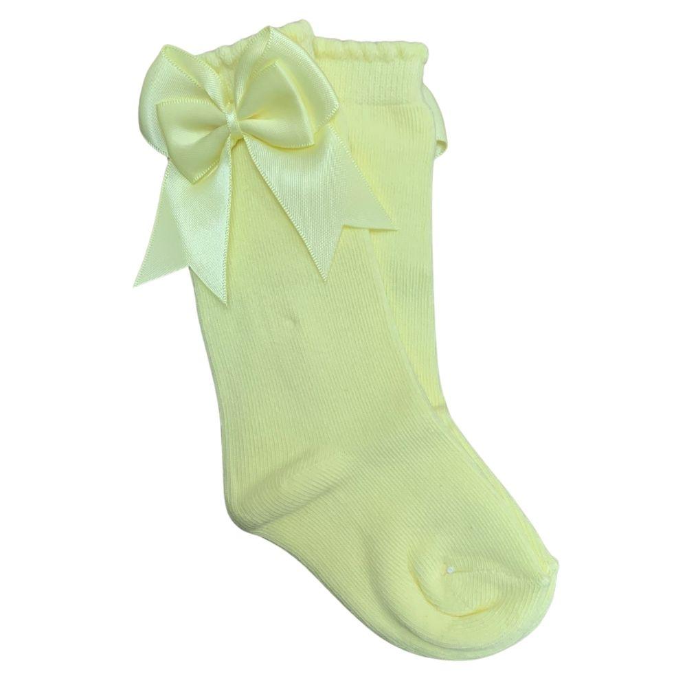 TAMBINO - Knee High Double Bow Socks - Lemon