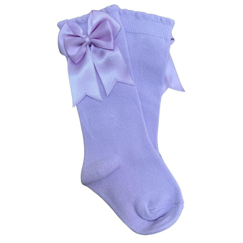 TAMBINO - Knee High Double Bow Socks - Lilac