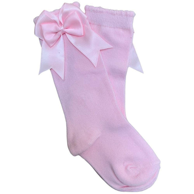 TAMBINO - Knee High Double Bow Socks - Baby Pink