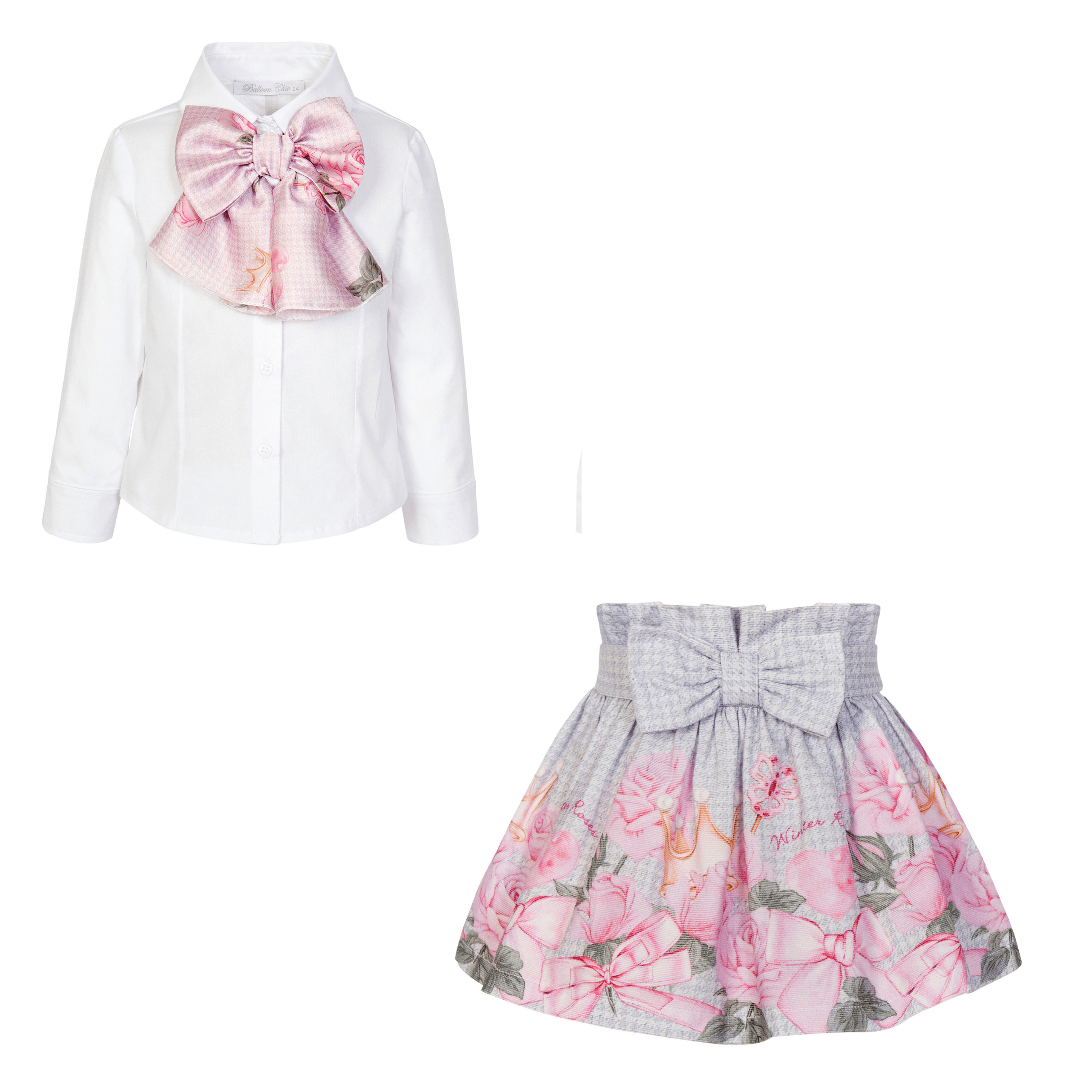 BALLOON CHIC - Bows & Roses Skirt Set - Pink