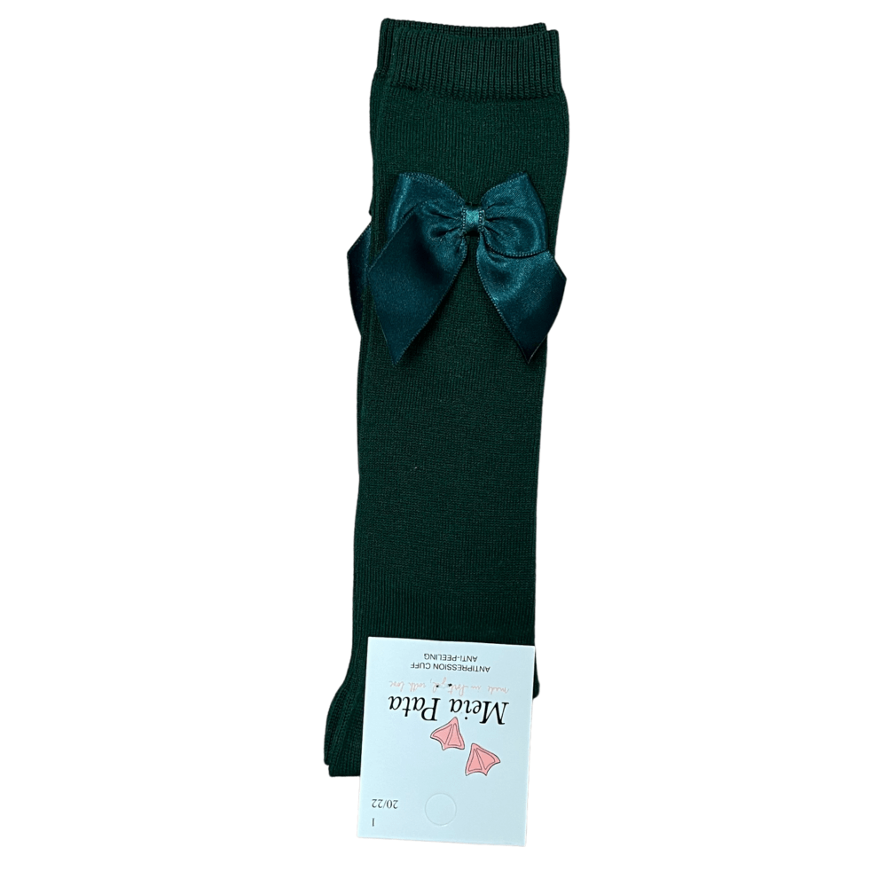 MEIA PATA - Over Knee Bow Sock - Bottle Green