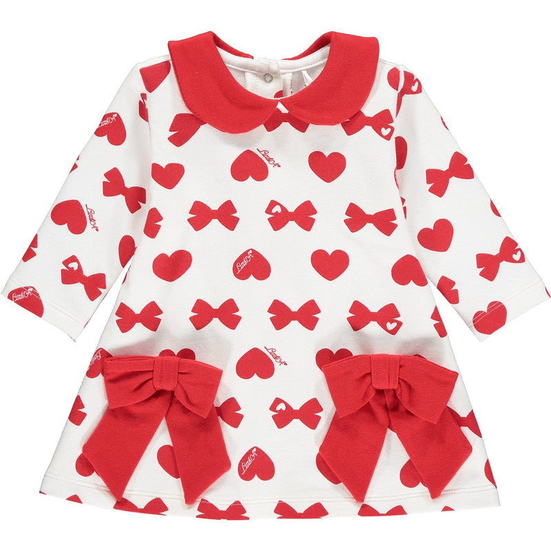 LITTLE A -  Bows & Hearts Print Dress - Red