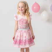 CARAMELO KIDS - Diamanté Flower Box Skirt Set - Pink