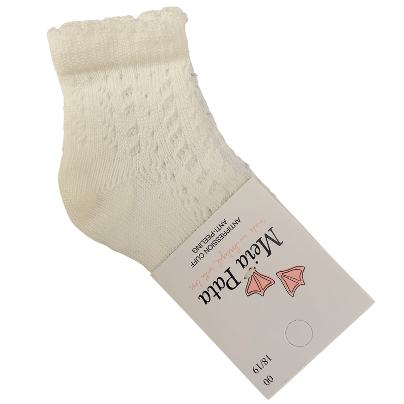 MEIA PATA - Open Knit Ankle Sock - Ivory