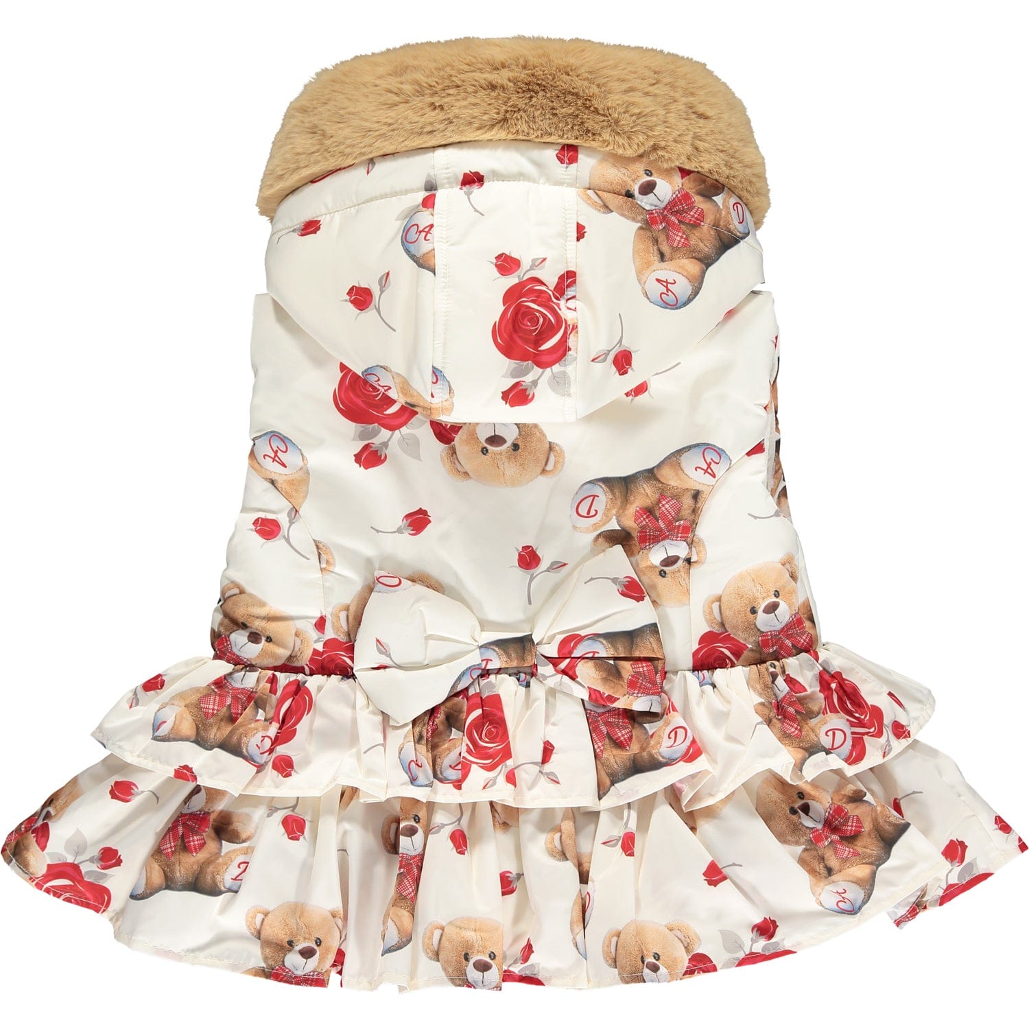 A DEE - Maya Faux Fur Hooded Teddy Print Gilet - Cream