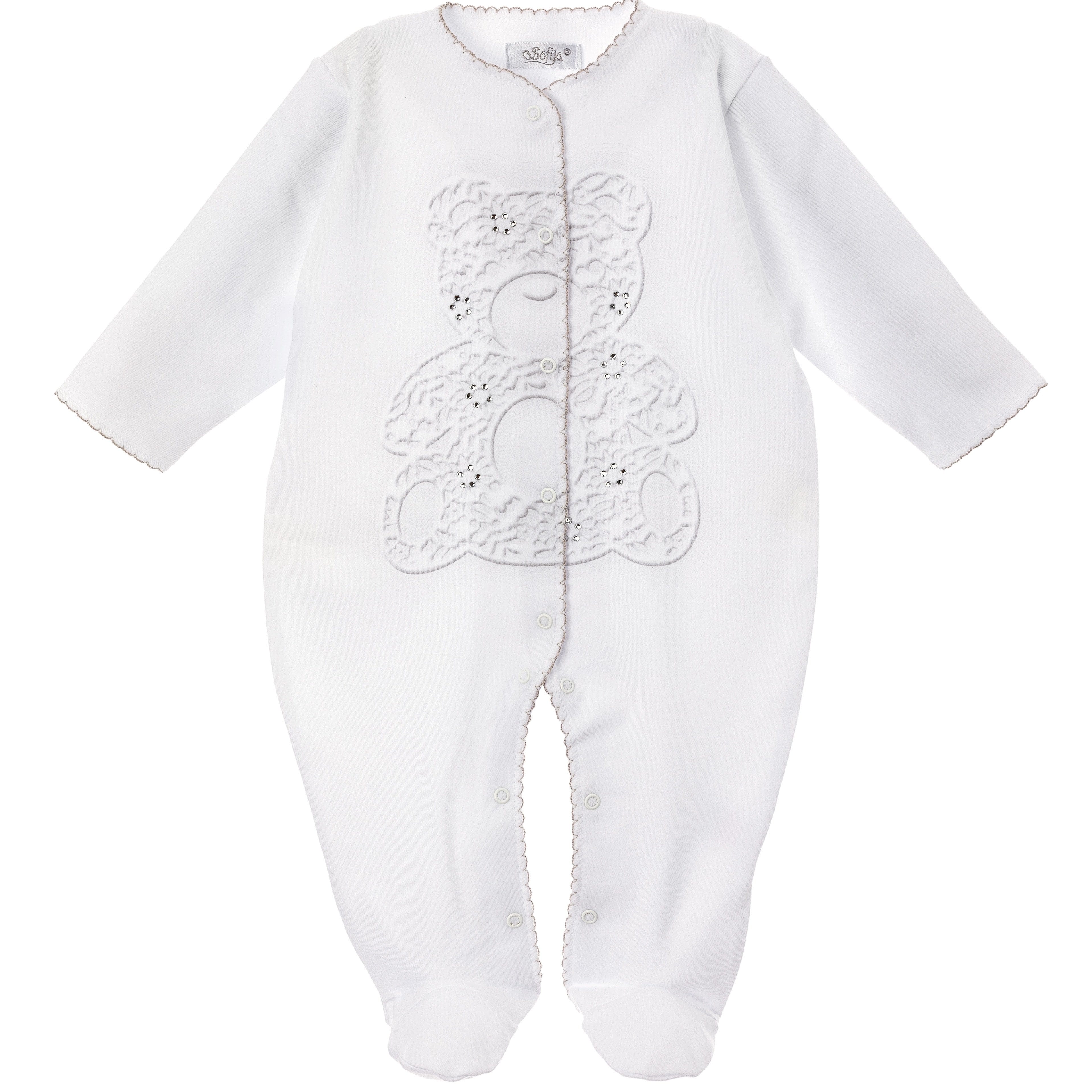 Sofija - Teddy Babygrow - White