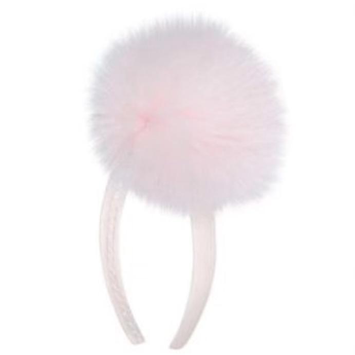 Bimbalo - Pom Pom Fur Hairband  - Baby Pink