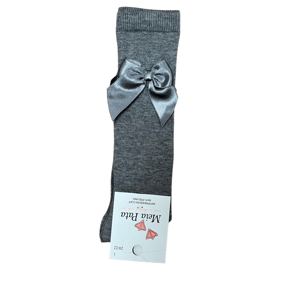 MEIA PATA - Over Knee Bow Sock - Grey