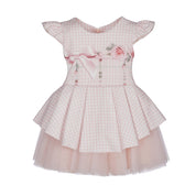 LAPIN HOUSE - Dog Tooth Rose Big Bow Dress - Pink