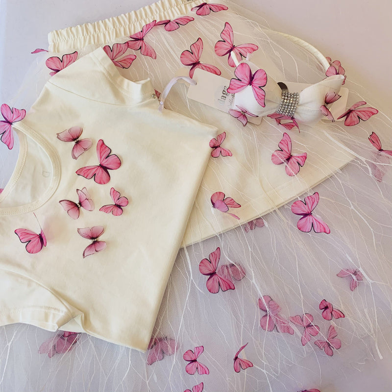 DAGA - Butterfly Skirt Set & Hairband