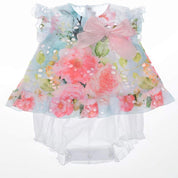 BARCELLINO - Floral Dress Romper & Hairband  - White