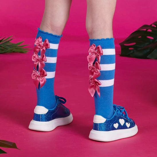 A DEE - Winslow Tropical Dream Zebra Knee High Socks - Blue