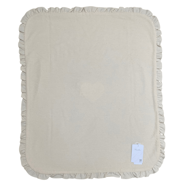 BARCELLINO - Stripe & Heart Blanket - White