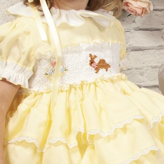 SONATA - Rabbit Smock Puffball Dress - Yellow