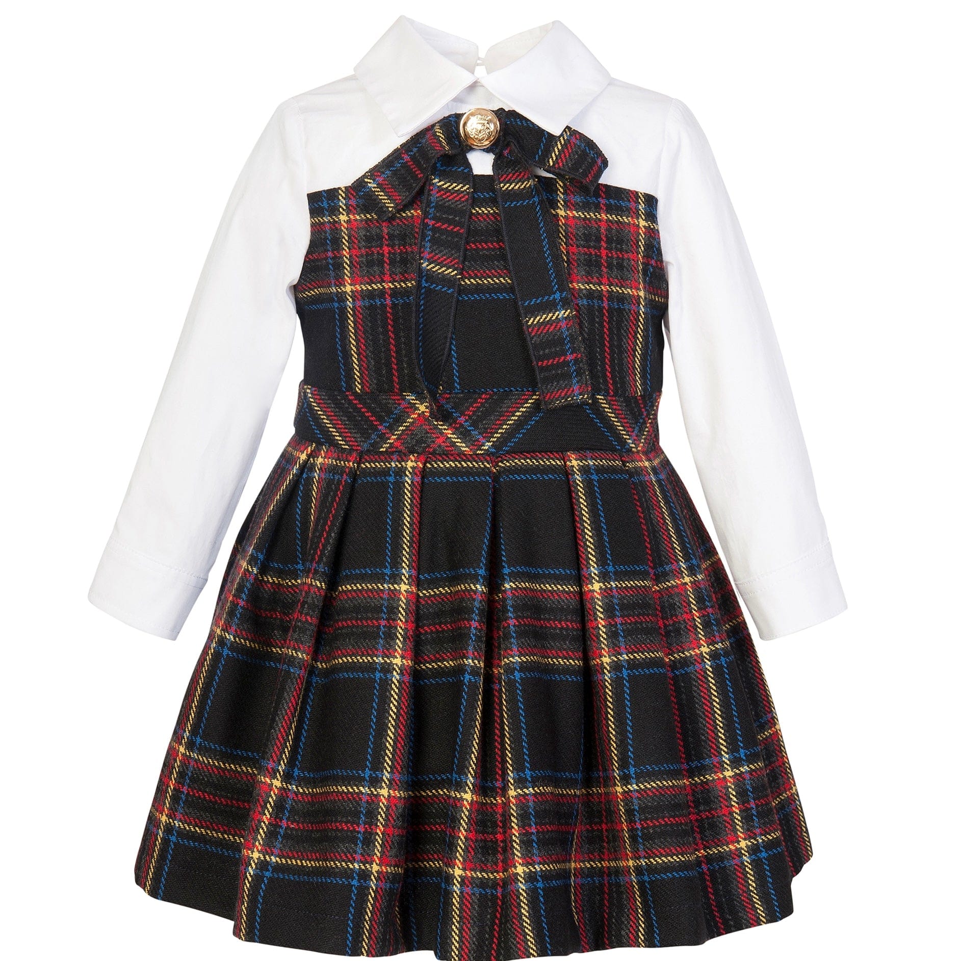 BALLOON CHIC - Tartan Blouse Dress - Navy