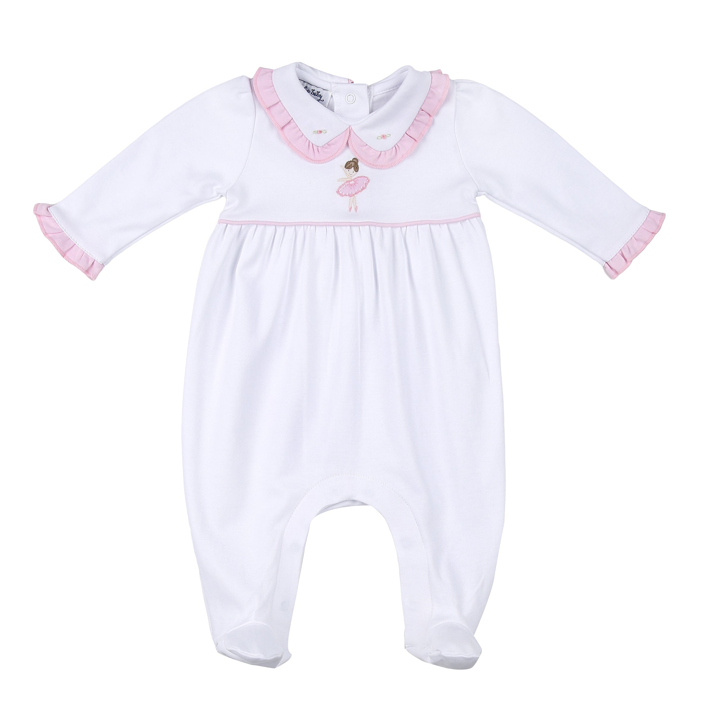 MAGNOLIA BABY - Ballerina’s Classics Embroidered Babygrow - Pink