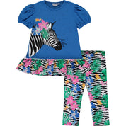 A DEE - Waverly Tropical Dream Zebra Legging Set - Blue