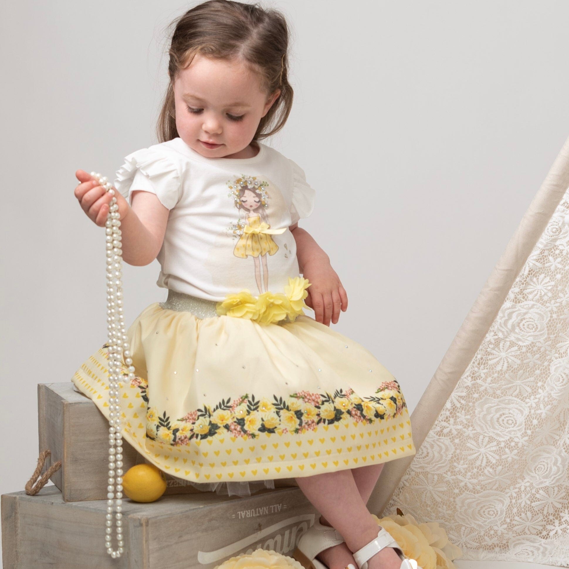 CARAMELO KIDS - Little Girl Skirt Set - Lemon