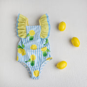 MEIA PATA - Saint Anne Lemons Print Swimsuit - Blue