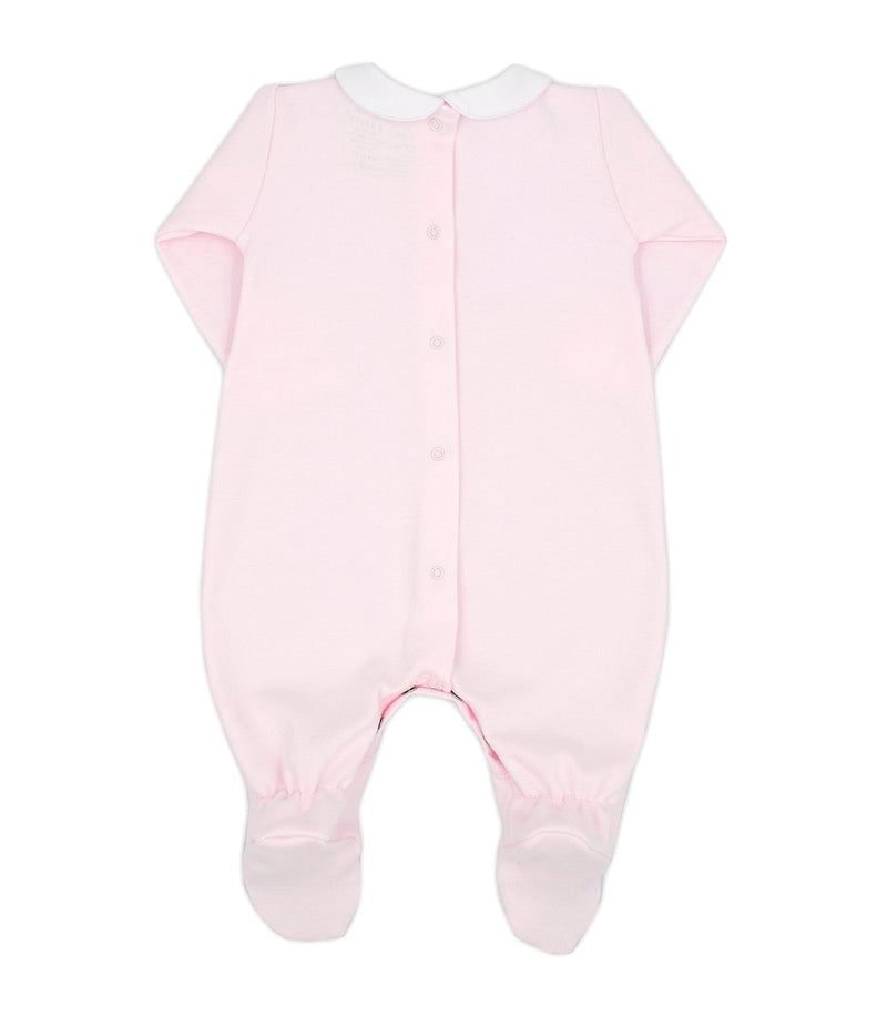 Rapife - Bib Panelled Peter Pan Collar Babygrow - Pink