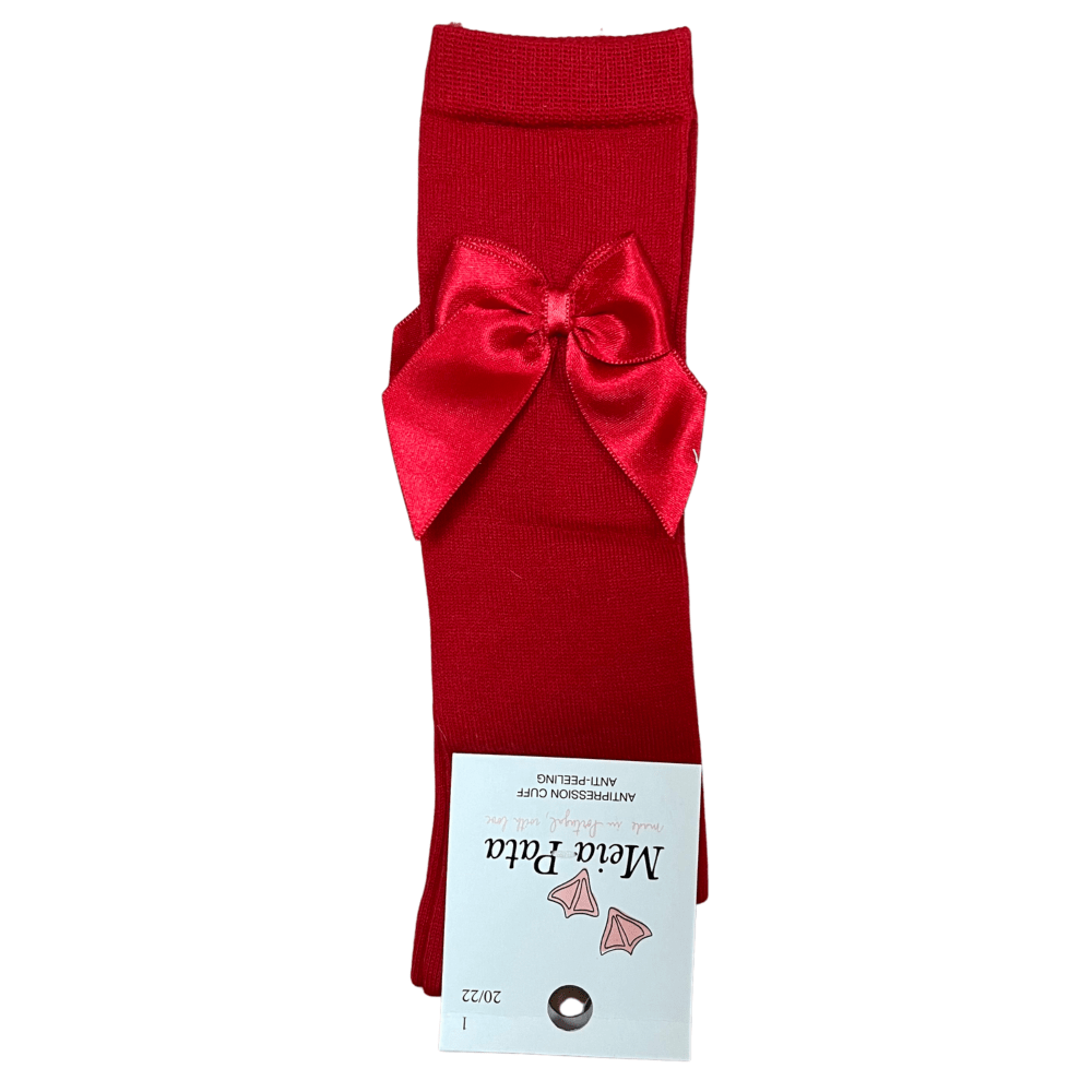 MEIA PATA - Over Knee Bow Sock - Red