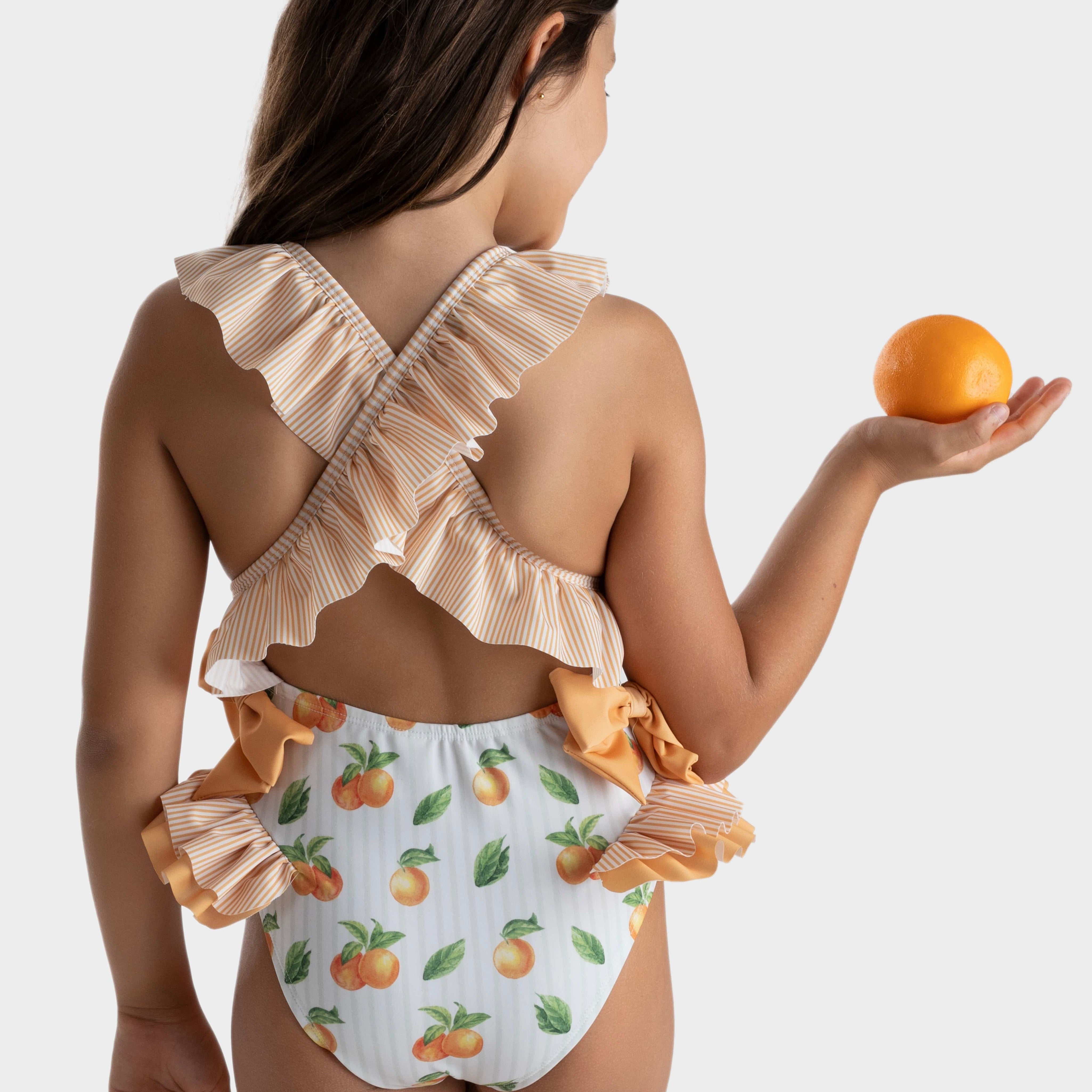 MEIA PATA - Cannes Oranges Print Swimsuit - Orange