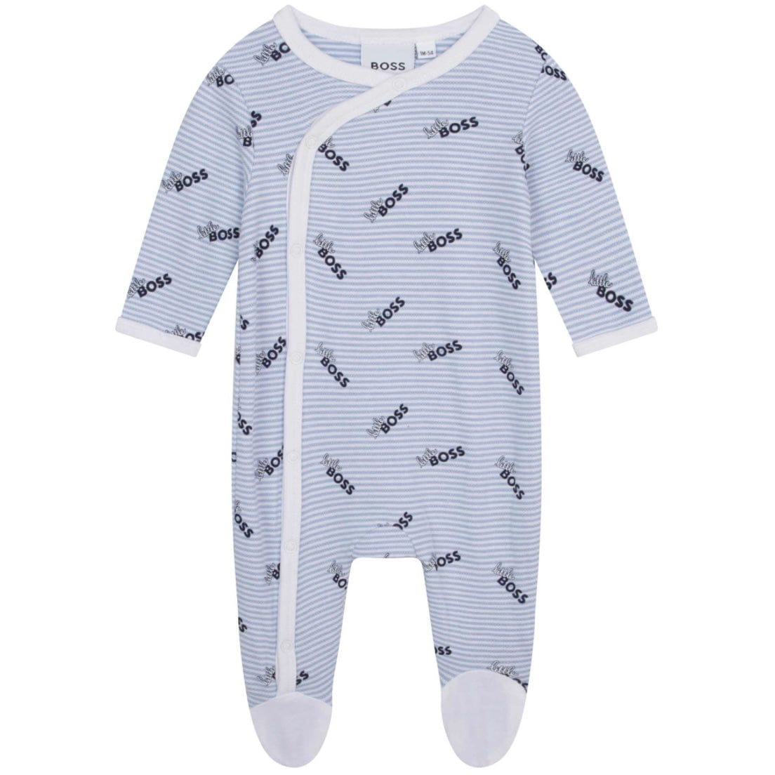 HUGO BOSS - Little Boss Logo Print  Babygrow & Hat Set - Blue