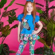 A DEE - Waverly Tropical Dream Zebra Legging Set - Blue